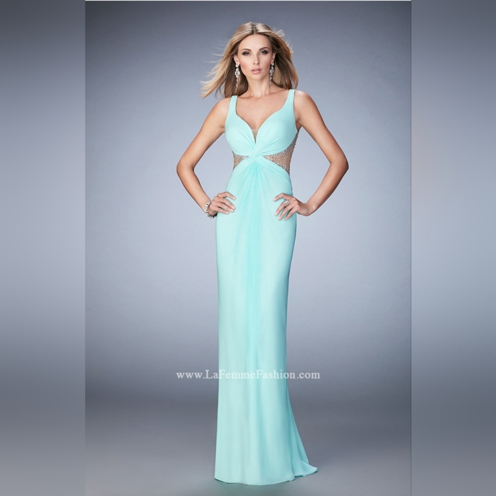 NEW! La Femme Light Mint Prom Sweetheart Gown with Rhinestones Size 2